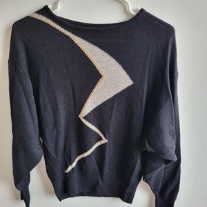 80's Vintage Knit with a zig zag  shape in silver with a gold edge-St Michael-